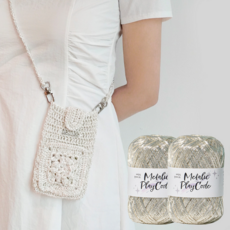 WoolClub 針織DIY金屬感口袋手機掛袋織圖 + 包包配件組, 1套, 頂級金屬