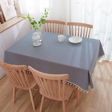 MarketA 條紋布料野餐桌巾桌布 A24FS3-A1426, 藍色, 1個, 140 x 140 cm