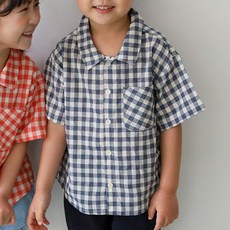 느엘 아동용 체크플 반팔 남방