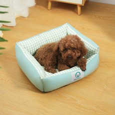 PASTEL PET 寵物厚實格紋方形坐墊, 綠色, 1個