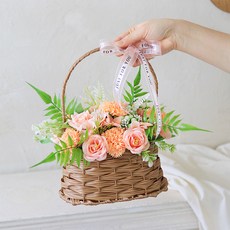 센트바스켓 조화 플뢰르 비누꽃 실크플라워 꽃바구니, 코랄, 1개