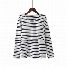 Allode條紋圓領哺乳長袖T恤