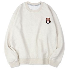 VENHIT 中性款小狗刺繡寬鬆刷絨長袖上衣