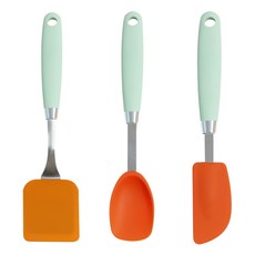 제니얼 나노 F타입 실리콘 사각뒤지개 + 볶음스푼 + 깔끔이주걱 세트, 그린, 1세트