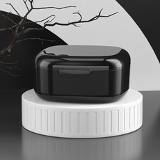 스테디얼 사각 이중층 교정기 틀니 보관함, 블랙, 1개