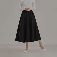 高腰單色A字型喇叭式鬆緊帶長裙