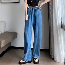 lemon soul 鬆緊帶牛仔寬褲