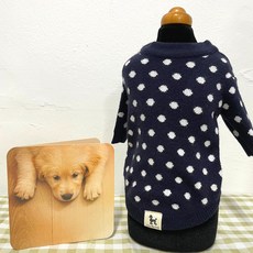 까니쉬 강아지 도트 포인트 니트 가디건, 네이비, 1개