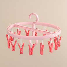 마켓에이 원형 양말건조 클립 랙 핑크 대형, 1개