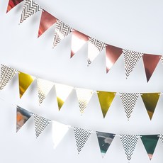 PARTYSHOW 條紋拉旗 金色3入 + 銀色3入 + 玫瑰金4入 組合, 混合色, 1套