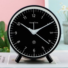 심플 원형 탁상 알람 시계 12.2 x 11.2 x 5.2 cm, 블랙