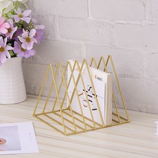 w에이블 삼각 잡지 철제 책꽂이 선반, 08 골드