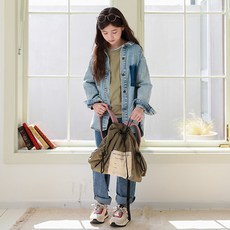 女童鬆餅格紋牛仔襯衫 J6238