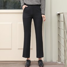 BBAEBBAE 女款隱藏式鬆緊腰帶超彈力修身微喇叭西裝褲