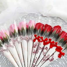 노블리 비누꽃 한송이 장미 2종 x 5p 세트, 레드 + 핑크, 1세트