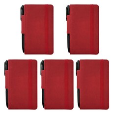 標準筆環綁帶精裝筆記本 S迷你 192張 + 3色原子筆套組, 紅色, 5套