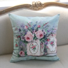 ANDCOTTON Shabby Rose Day 家居裝飾抱枕, 方形花瓶