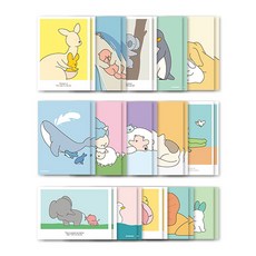 pawpaw paper 動物家族明信片15種套組, 混合顏色, 2套