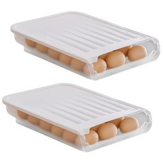 MONACO OLIVE 滑梯設計自動滾蛋收納盒 2入, 白色