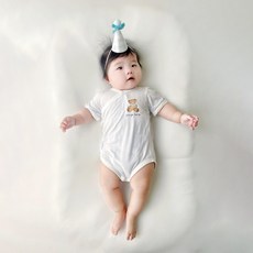 Bebeniz 嬰幼兒迷你動物提花新生兒短袖包屁衣