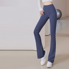 Malltoday 女士舞蹈女神高腰芭蕾瑜珈喇叭褲, 07 香鯨藍