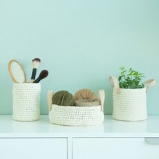 하비풀 손뜨개 수납바구니 만들기 클래스 DIY 키트, 1세트, 혼합색상