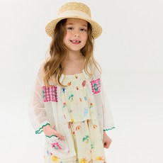 LIEBELLO 女童鉤織網眼開襟衫