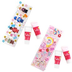 DIY 블럭 필통 꾸미기 키트 + DIY 필통 꾸미기 키트, 반투명(필통), 랜덤발송(파츠, 토핑, 블럭, 중성펜), 핑크(점토), 흰색(점토), 1세트