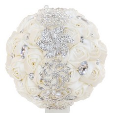 Minsung Company 人造方晶鋯石寶石花束 捧花, 奶油色, 1個