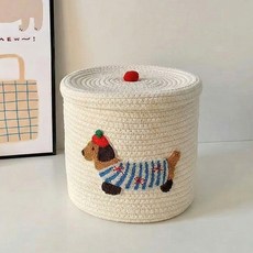 JOYMULTI Puppy Basket 布料棉繩收納籃, 象牙白, 1個