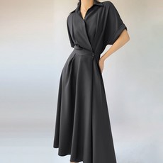 마켓에이 여성용 시크 무드 셔츠 롱원피스