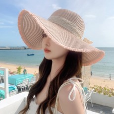 디멜디 여성용 레이스 스트랩 웨이브 밀짚모자