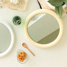 For Home Nancy復古圓形壁掛鏡, 奶油黃色