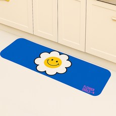 Musikine 微笑花朵 可水洗 不易碎 矽藻土地墊, 藍色