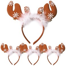 PARTYHAE 雙鈴魯道夫髮箍 隨機出貨, 棕色, 4個