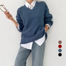 Babbling Brook 女款寬鬆V領長袖針織衫