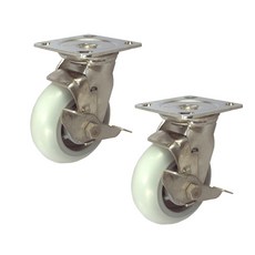 MASTER. S 不鏽鋼重型用腳輪 DS 3340 ELA-BK 5 不鏽鋼 靜音 軸承 白色 平板 BK 12.7cm, 2個