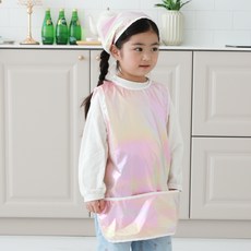 BEBE CHOUETTE 兒童用韓國製造全息圖防水無袖圍裙 + 頭巾套組