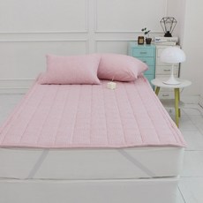 보몽드 국산 부드러운 워싱 밴딩 스트라이프 침대패드, 핑크