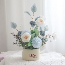 Souplace 人造彩色花裝飾花瓶組, 藍色, 1套