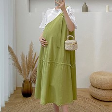 單肩背帶短袖孕婦裝