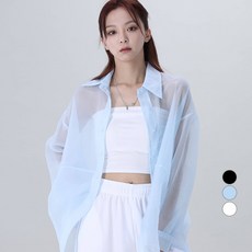 어썸어라운드 여성용 시스루 오버핏 셔츠
