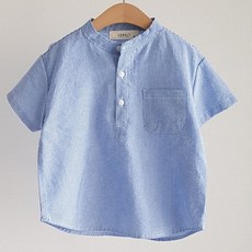 童款細條紋短袖襯衫