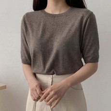 에이와비 여성용 루브 라운드 반팔 니트