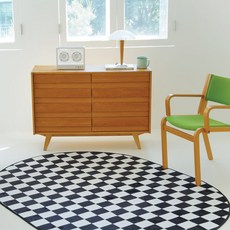 노크노크 레트로 체커보드 타원형 러그