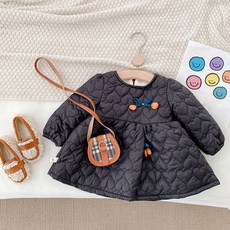 BEBENIZ 童款蝴蝶結鋪棉刷毛連身裙