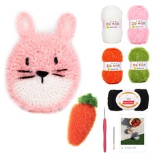 Yana 兔子胡蘿蔔菜瓜布 + 針 副材料套組, 粉紅色, 1套