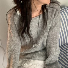 knit seasons DIY Poet 船領寬鬆套頭針織衫 棒針編織 Top-down 套組, 灰色, 1個