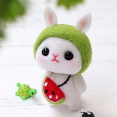 全能兔子製作毛氈針織DIY材料包, 綠色, 1套