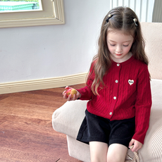 Miso Papa 女童 More Heart 麻花針織開襟衫